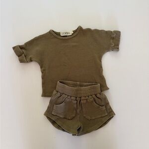 SEVIIN Waffle Knit T shirt Shorts Matching Set